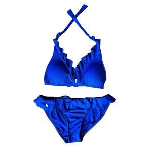 Ralph Lauren Blue Label Women's sz Medium 2 PC Swim Suit Halter Bikini Pony
